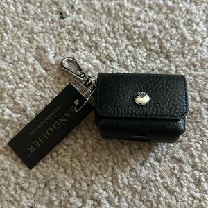 Bandolier Air Pods pouch - Black leather
